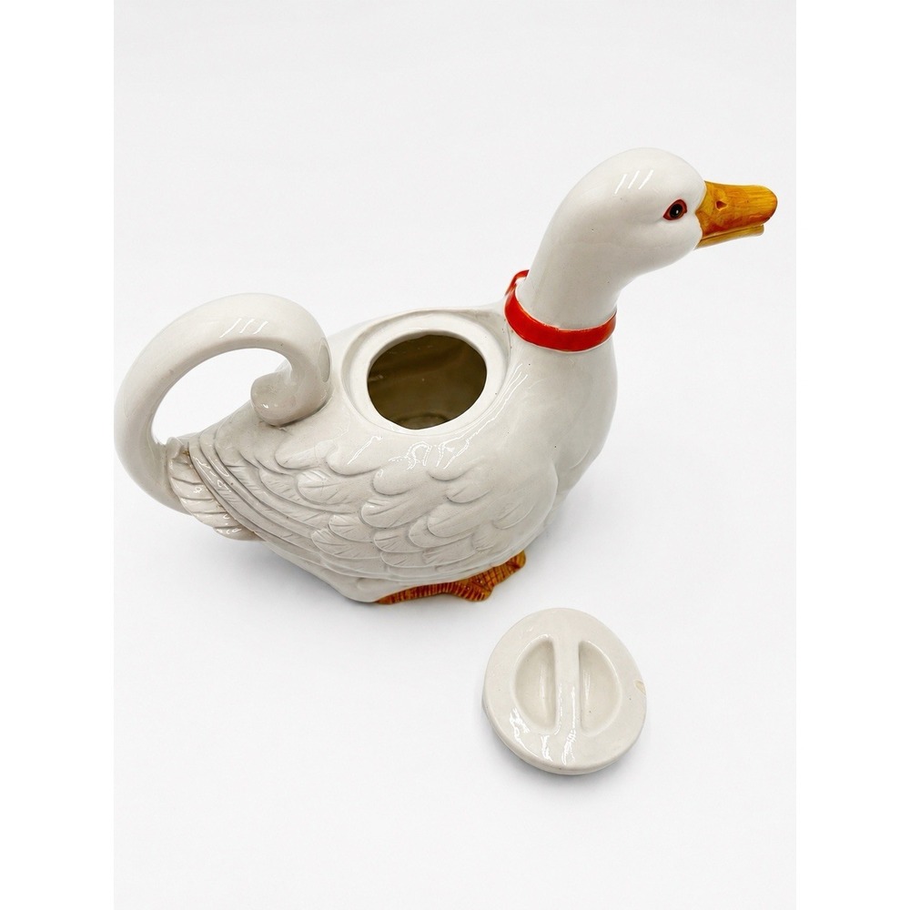 Vintage Otagiri Goose Teapot Ceramic White Duck Tea Pot Japan Farmhouse Cottag